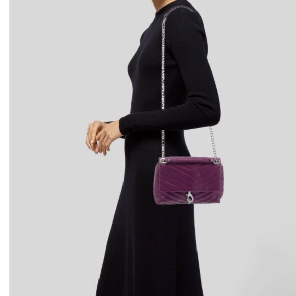 Rebecca Minkoff Edie Long Shoulder Crossbody Chevron Quilted Leather Bag - Picture 2 of 6